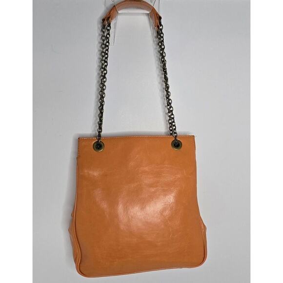 Hobo International Leather Crossbody Shoulder Bag BALL CLASP Orange Chain Strap - Picture 3 of 14